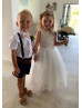 Cap Sleeves Velvet Tulle Flower Girl Dress